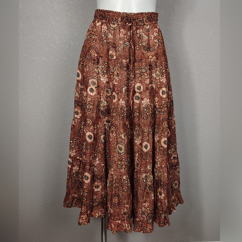 Ulla Johnson Midi Skirt Verity Tiered Floral Print Cotton Rosebud Peasant Size 2 - Picture 2 of 13